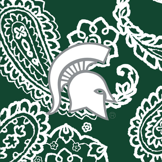 Collegiate Plush XL Throw Blanket-Dk Green/White Bandana with Michigan State University Logo-Image 2-Vera Bradley
