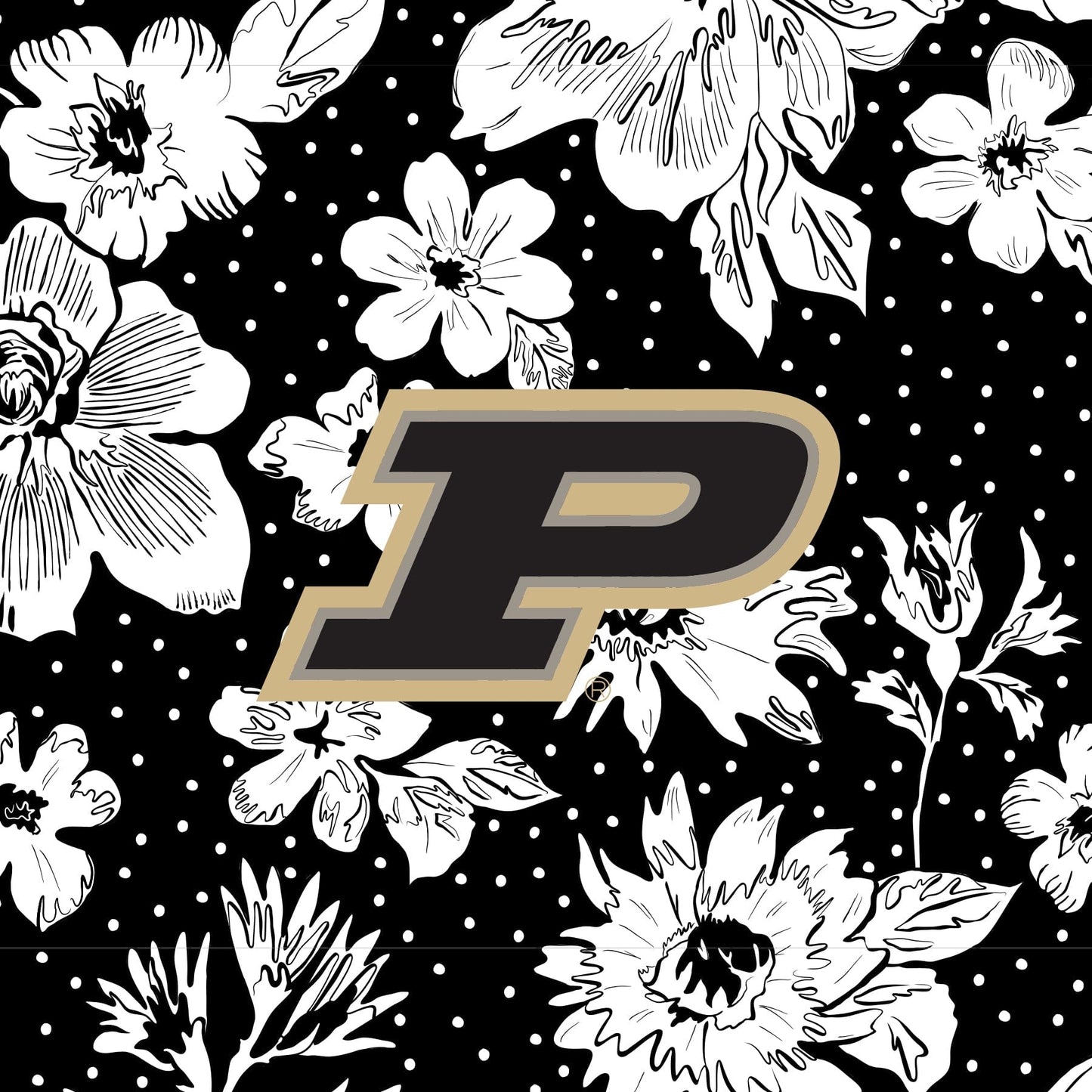 Collegiate Plush XL Throw Blanket-Black/White Rain Garden with Purdue University Logo-Image 3-Vera Bradley