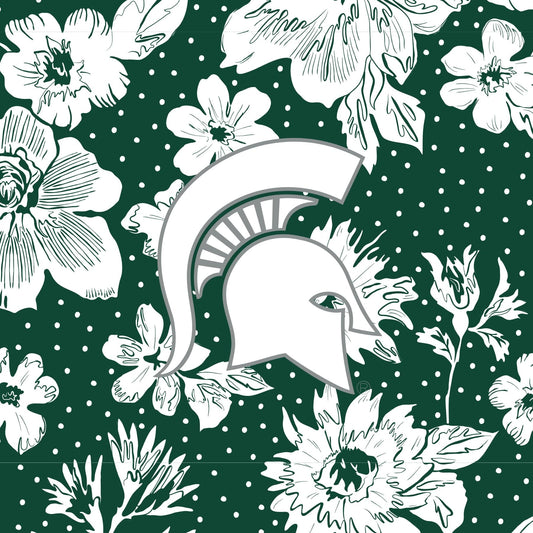 Tervis 24oz Wide Mouth Bottle-Dk Green/White Rain Garden with Michigan State University-Image 2-Vera Bradley
