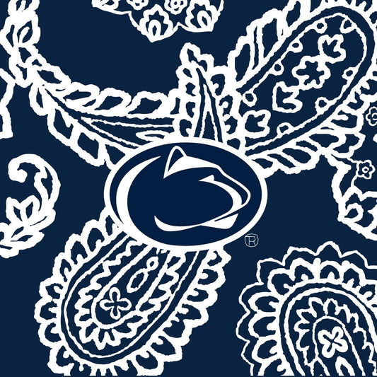 Collegiate Plush XL Throw Blanket-Navy/White Bandana with Penn State University Logo-Image 2-Vera Bradley