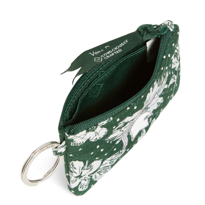 Collegiate Zip ID Lanyard-Dark Green/White Rain Garden with Michigan State University Logo-Image 3-Vera Bradley