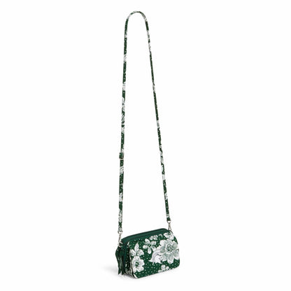 Collegiate RFID All in One Crossbody Bag-Dark Green/White Rain Garden with Michigan State University Logo-Image 2-Vera Bradley