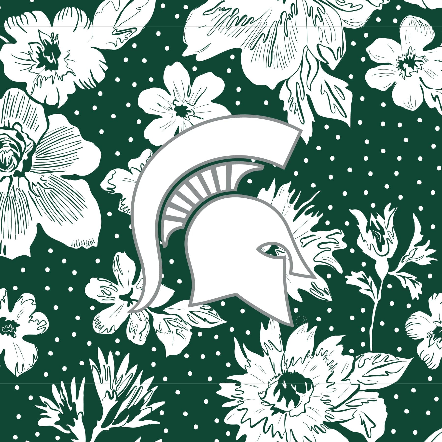 Collegiate RFID All in One Crossbody Bag-Dark Green/White Rain Garden with Michigan State University Logo-Image 4-Vera Bradley