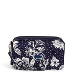 Collegiate RFID All in One Crossbody Bag-Navy/White Rain Garden with Penn State University Logo-Image 1-Vera Bradley