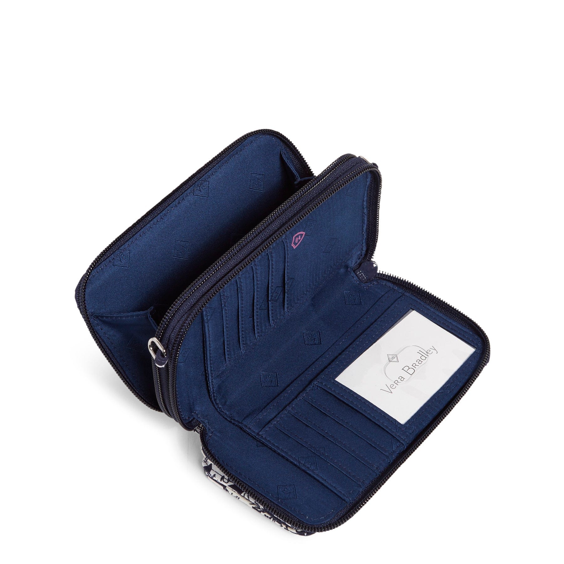 Collegiate RFID All in One Crossbody Bag-Navy/White Rain Garden with Penn State University Logo-Image 3-Vera Bradley