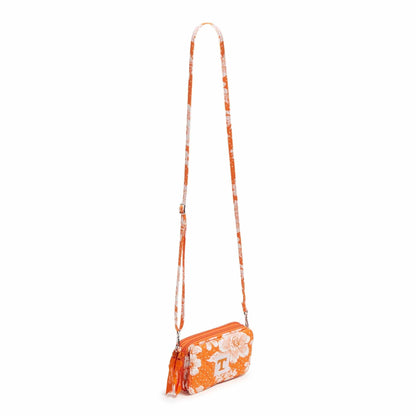 Collegiate RFID All in One Crossbody Bag-Orange/White Rain Garden with University of Tennessee Logo-Image 2-Vera Bradley