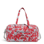 Collegiate Large Travel Duffel Bag-Gray/Red Rain Garden with The Ohio State University Logo-Image 1-Vera Bradley