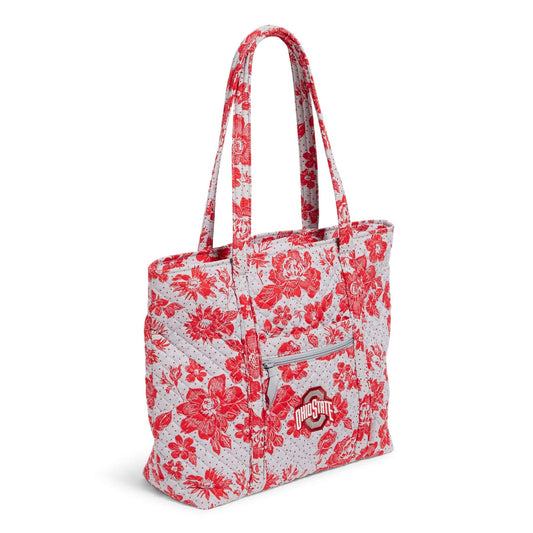 Collegiate Vera Tote Bag-Gray/Red Rain Garden with The Ohio State University Logo-Image 2-Vera Bradley
