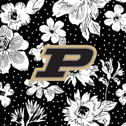 Collegiate Plush XL Throw Blanket-Black/White Rain Garden with Purdue University Logo-Image 3-Vera Bradley