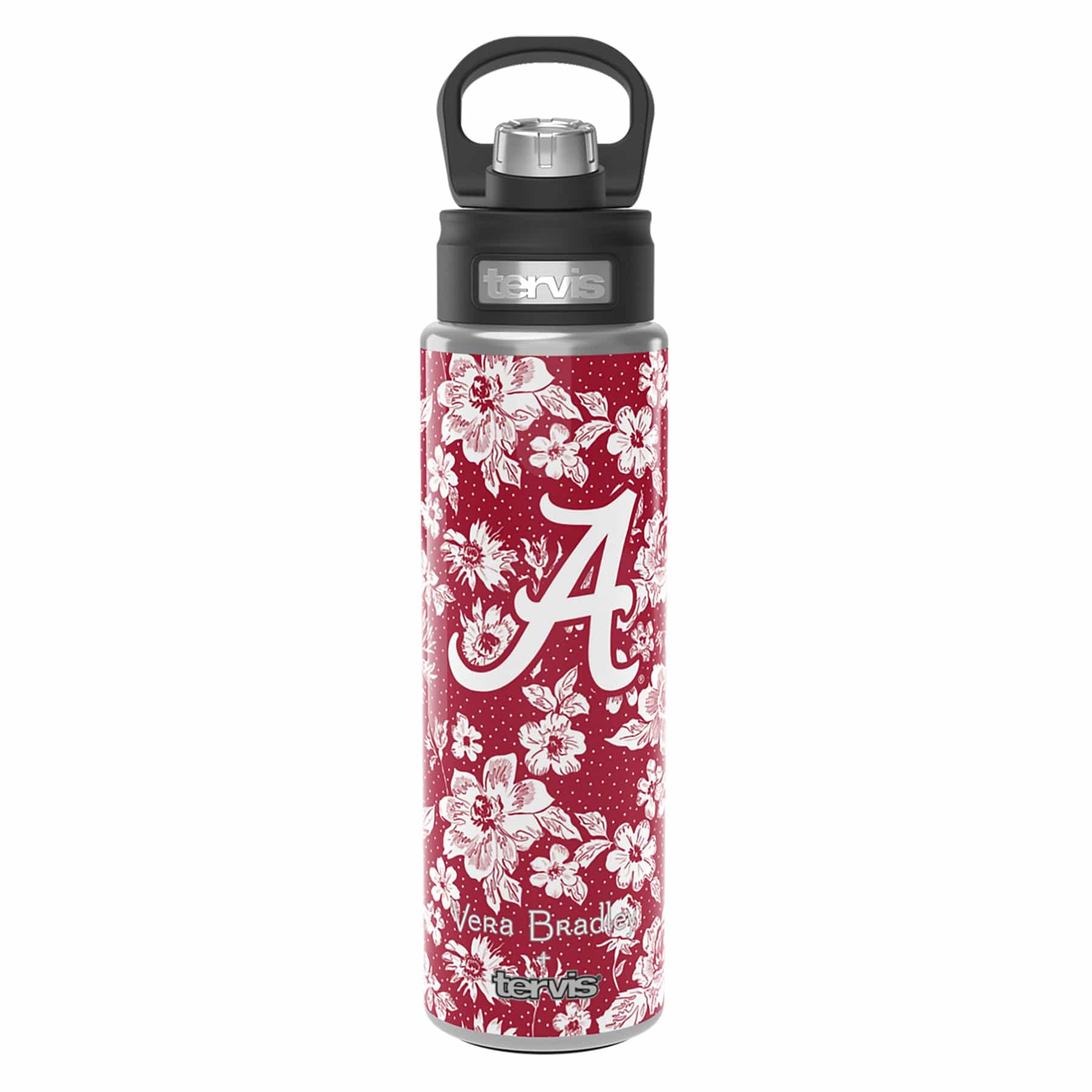 Tervis 24oz Wide Mouth Bottle-Cardinal/White Rain Garden with The University of Alabama-Image 2-Vera Bradley