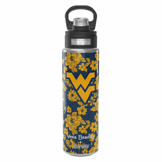 Tervis 24oz Wide Mouth Bottle-Navy/Gold Rain Garden with West Virginia University-Image 2-Vera Bradley