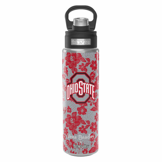 Tervis 24oz Wide Mouth Bottle-Gray/Red Rain Garden with The Ohio State University-Image 2-Vera Bradley