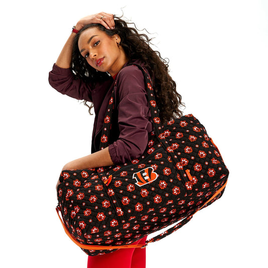 NFL Large Travel Duffel Bag-Cincinnati Bengals Bandana-Image 1-Vera Bradley