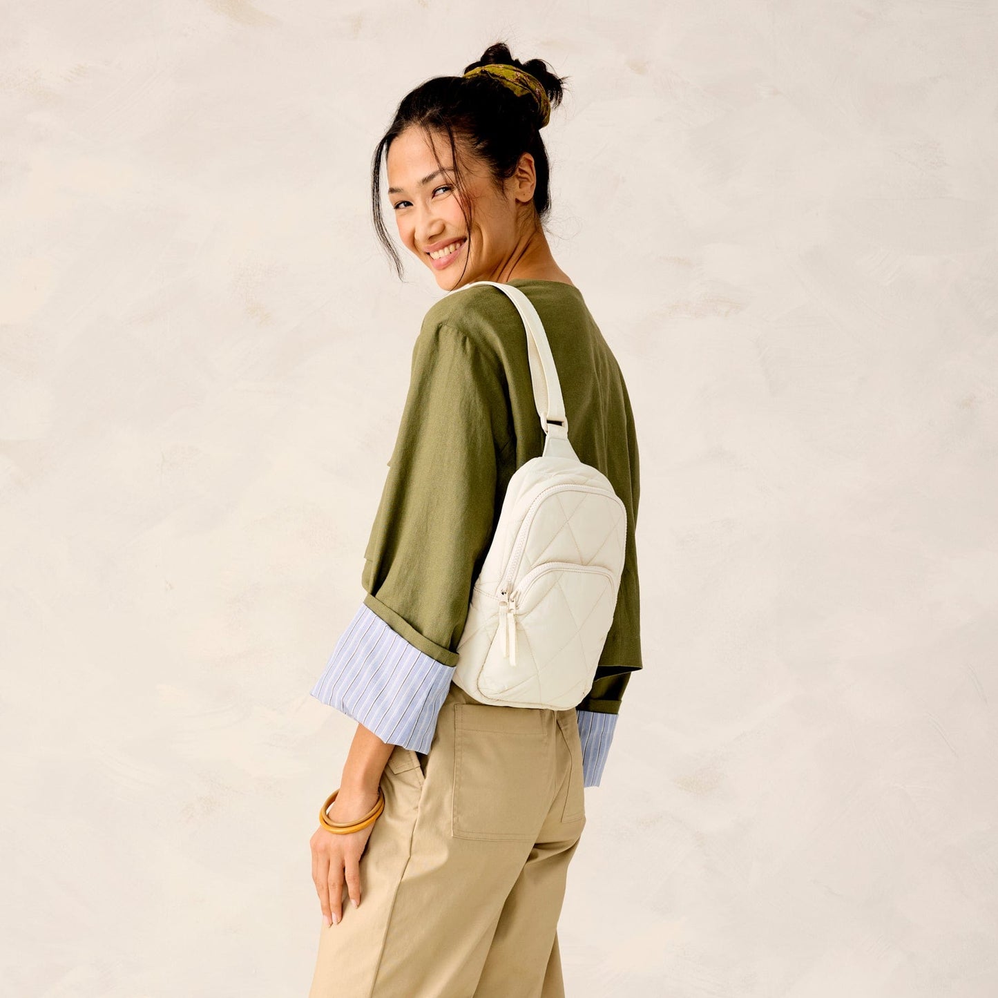 Lorman Sling Backpack-Pumice Stone-Image 3-Vera Bradley
