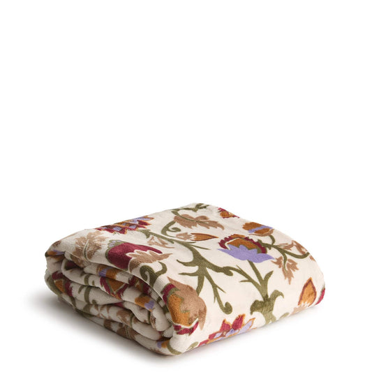 Plush Throw Blanket-Midnight Garden Paisley Antique White-Image 1-Vera Bradley