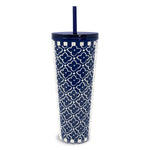 Tumbler with Straw-Moorish Peacoat-Image 1-Vera Bradley