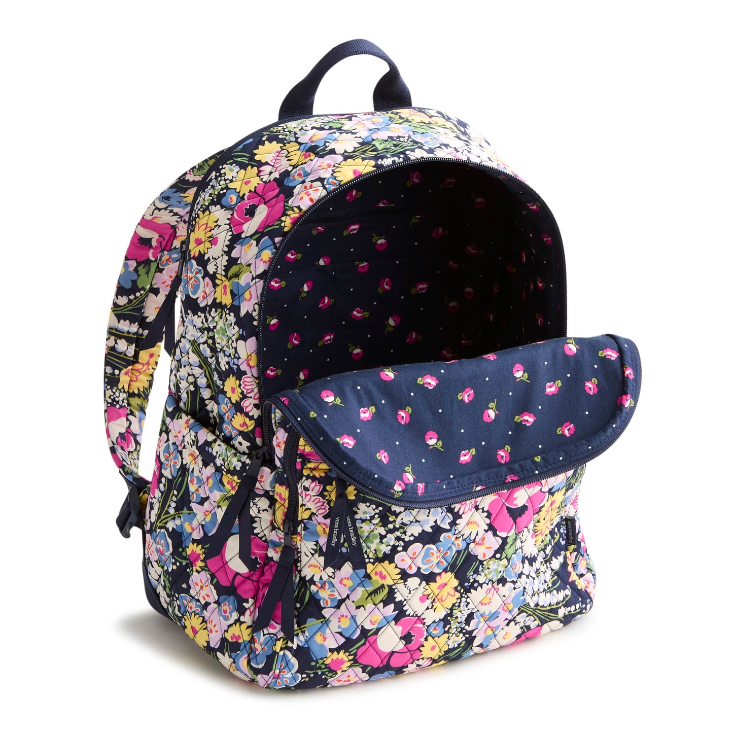 Floral patterned backpack on a white background