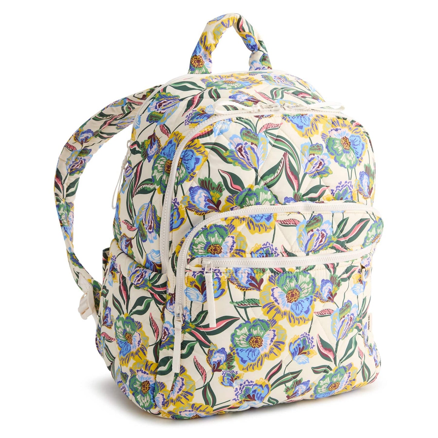 Floral patterned backpack on a white background