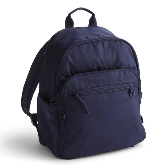 Navy blue backpack on a white background