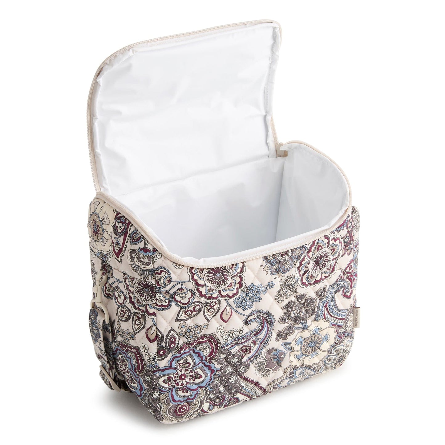 Fabric storage basket with paisley pattern on a white background
