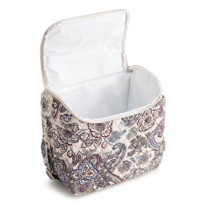 Fabric storage basket with paisley pattern on a white background