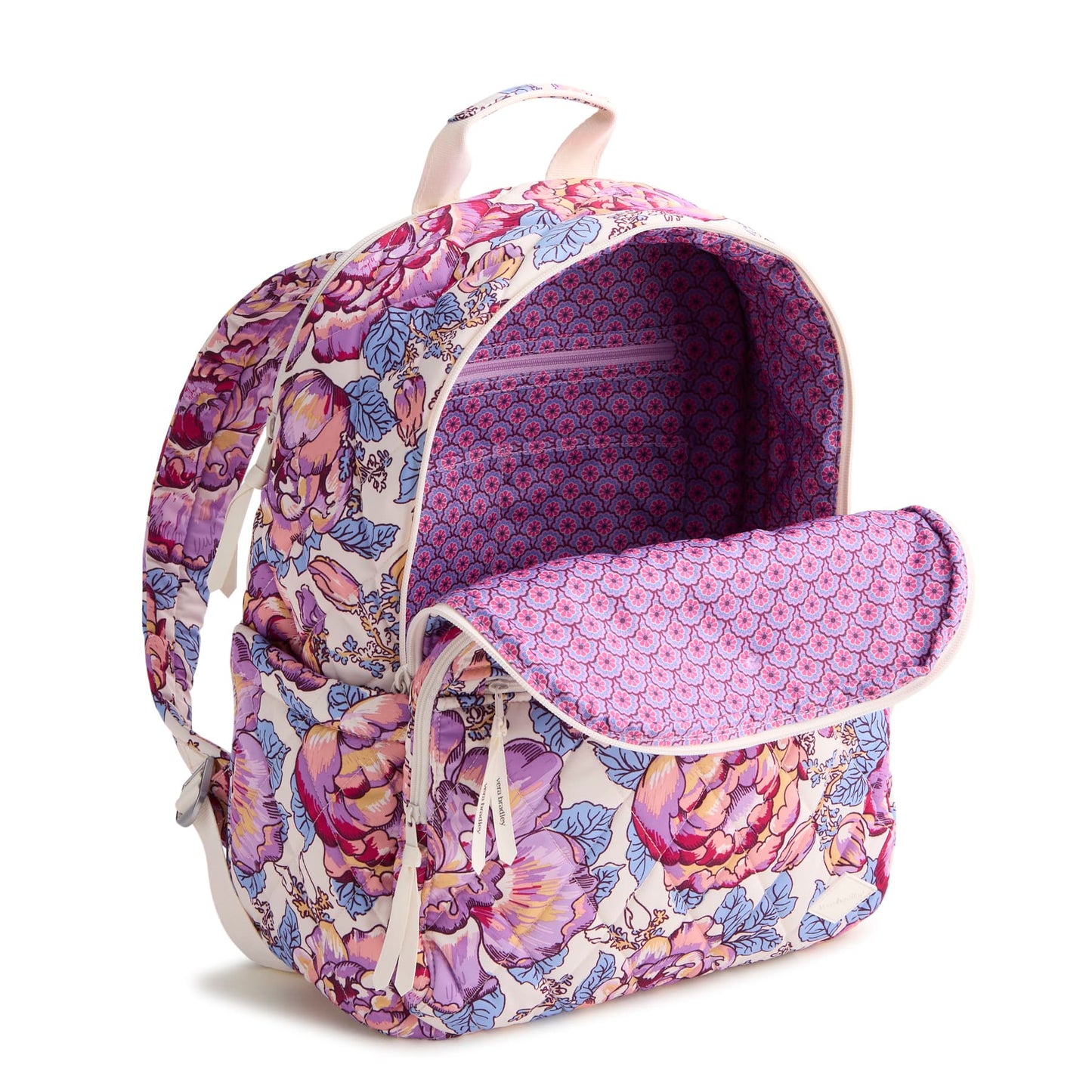 Floral patterned backpack on a white background